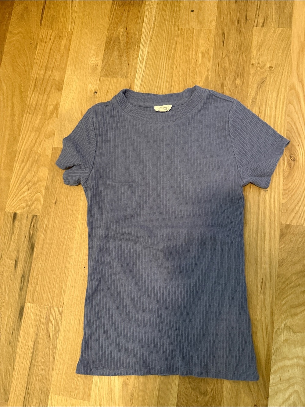 Pilcro Ribbed Short-Sleeve Tee — Slate Blue